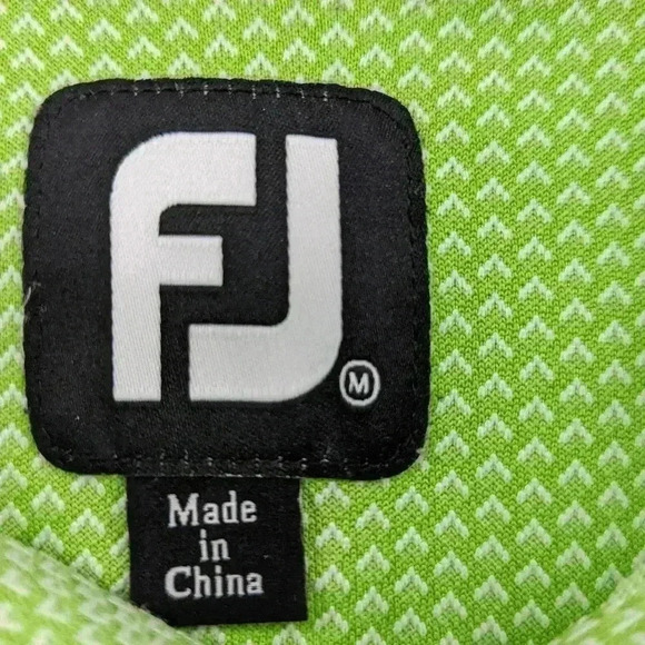 Footjoy FJ Men's Golf Polo Green Geometric Stretch Golf Polo Shirt Medium - Picture 4 of 14
